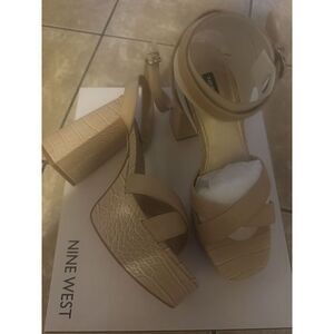 NIB Nine West 8.5 “Joyce” Ultra High Platform Heels Sandals Light Pink Nude